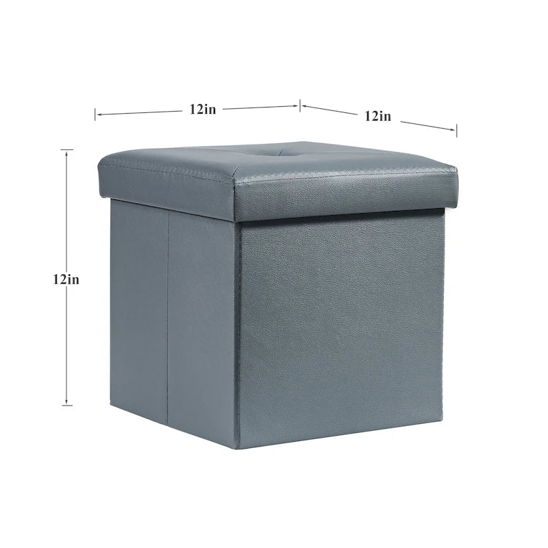 Pouf de rangement pliable, repose-pieds, pouf en cuir capitonné, petit pouf cube pour salon, chambre ou dortoir