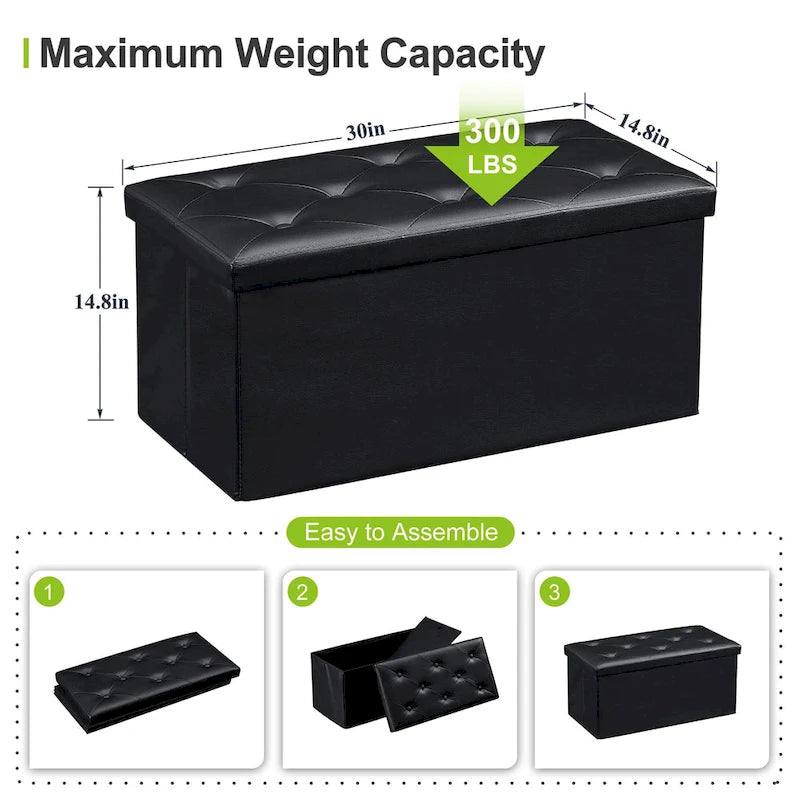 Pouf de rangement pliable, repose-pieds, pouf en cuir capitonné, petit pouf cube pour salon, chambre ou dortoir