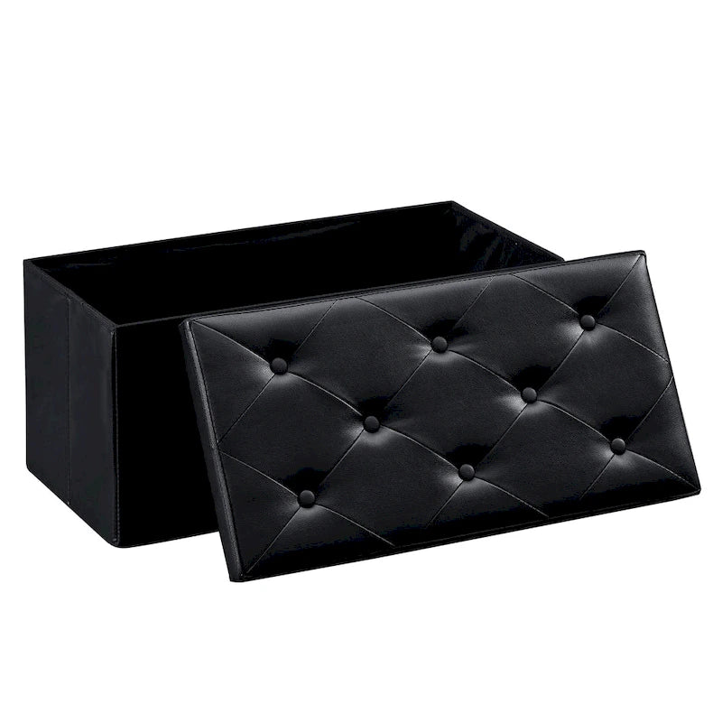 Pouf de rangement pliable, repose-pieds, pouf en cuir capitonné, petit pouf cube pour salon, chambre ou dortoir