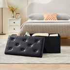 Pouf de rangement pliable, repose-pieds, pouf en cuir capitonné, petit pouf cube pour salon, chambre ou dortoir