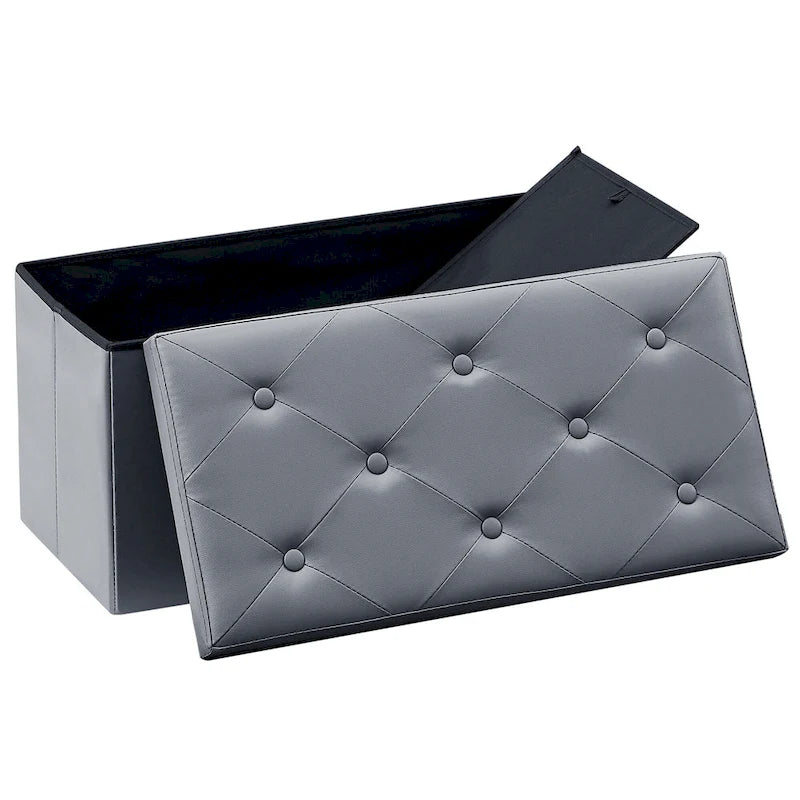 Pouf de rangement pliable, repose-pieds, pouf en cuir capitonné, petit pouf cube pour salon, chambre ou dortoir