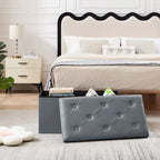 Pouf de rangement pliable, repose-pieds, pouf en cuir capitonné, petit pouf cube pour salon, chambre ou dortoir