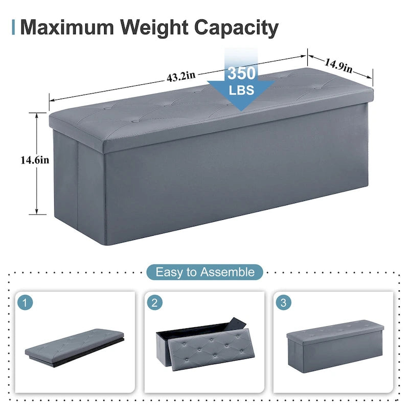 Pouf de rangement pliable, repose-pieds, pouf en cuir capitonné, petit pouf cube pour salon, chambre ou dortoir