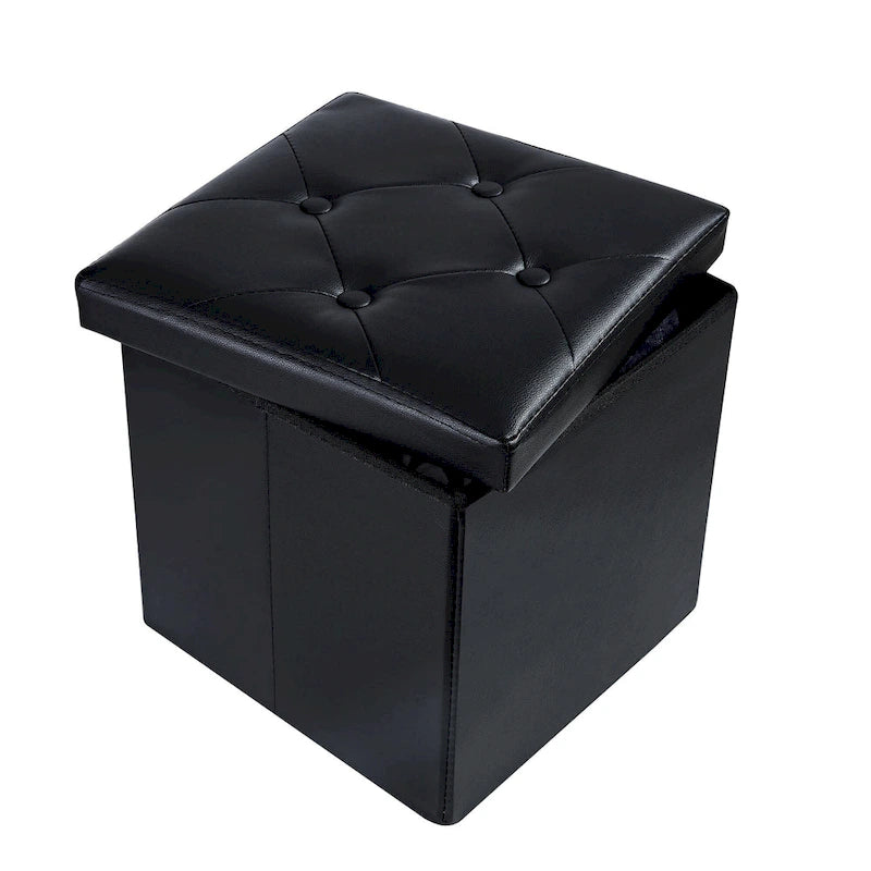 Pouf de rangement pliable, repose-pieds, pouf en cuir capitonné, petit pouf cube pour salon, chambre ou dortoir
