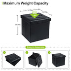 Pouf de rangement pliable, repose-pieds, pouf en cuir capitonné, petit pouf cube pour salon, chambre ou dortoir