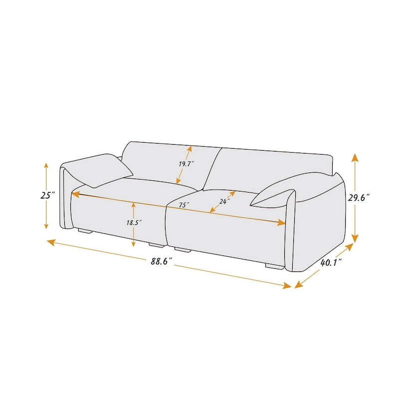 Canapé moderne VANOMi 88,6 pouces, canapé de détente pour salle de jeux ou salon - 75 po x 24 po