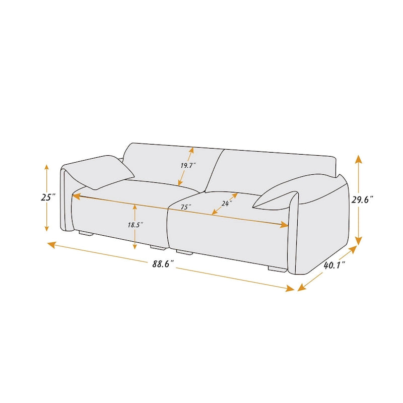 Canapé moderne VANOMi 88,6 pouces, canapé de détente pour salle de jeux ou salon - 75 po x 24 po