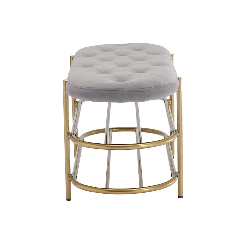 Banquette de salon SEYNAR 40 en velours avec double étagère à chaussures