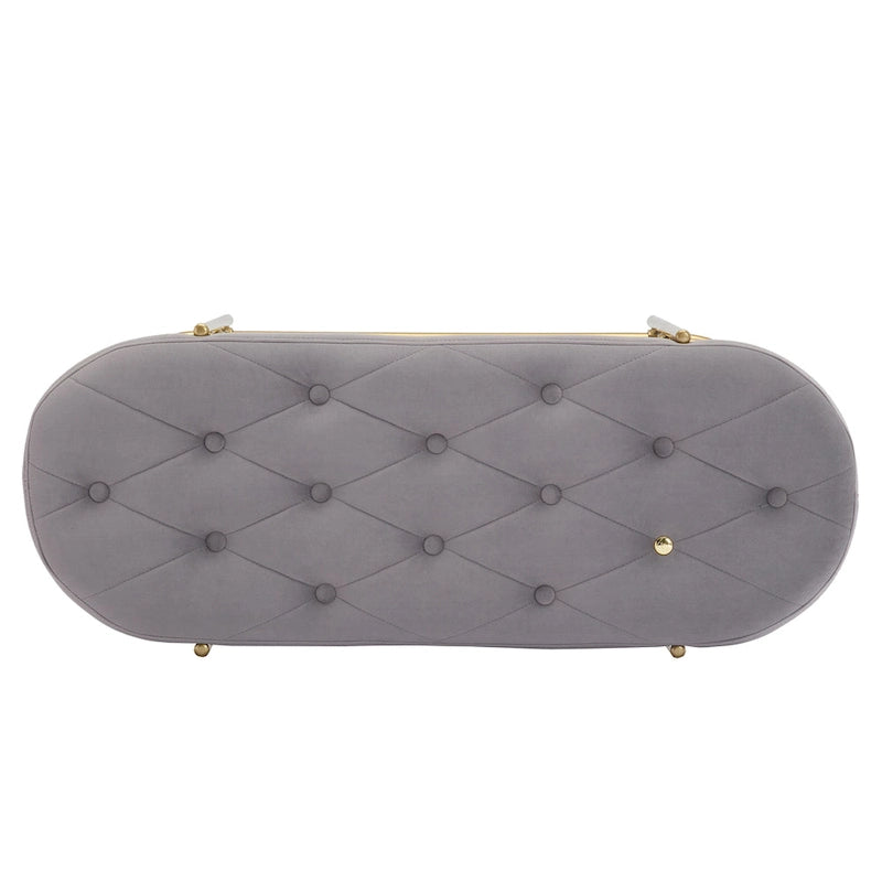 Banquette de salon SEYNAR 40 en velours avec double étagère à chaussures
