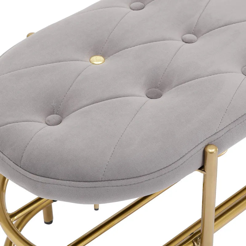 Banquette de salon SEYNAR 40 en velours avec double étagère à chaussures