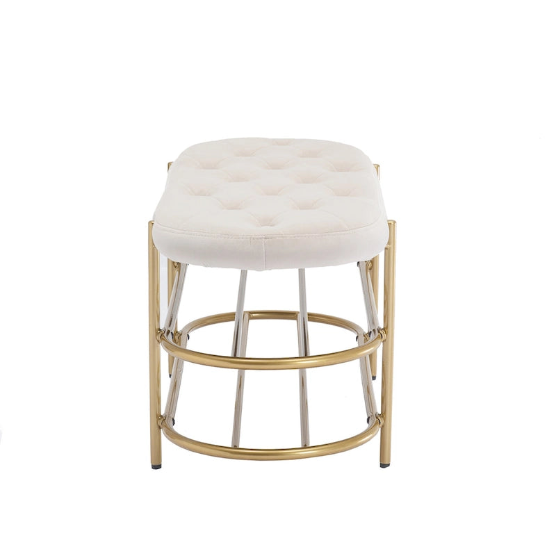 Banquette de salon SEYNAR 40 en velours avec double étagère à chaussures