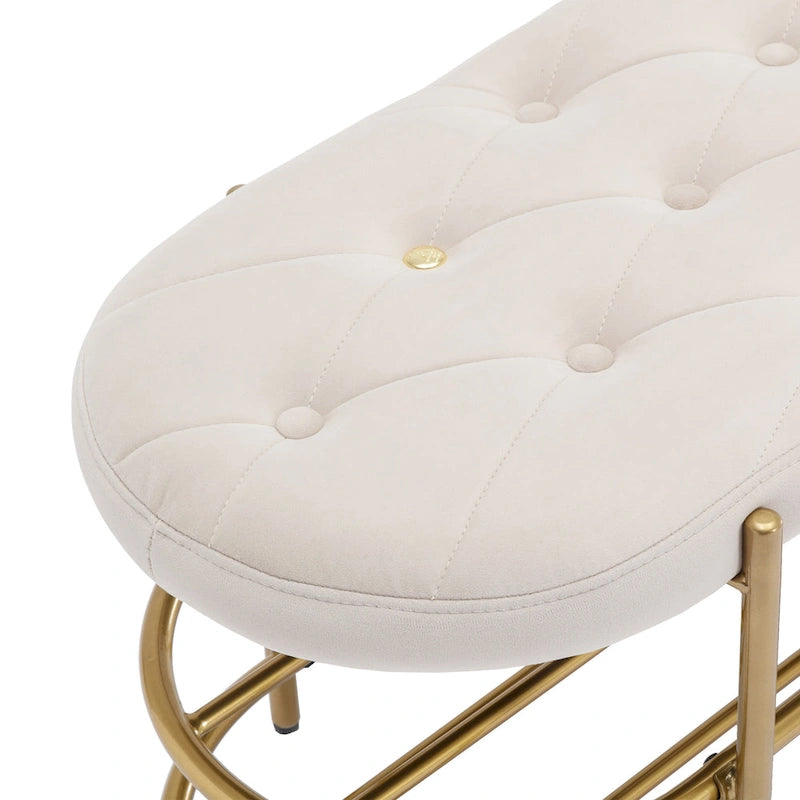 Banquette de salon SEYNAR 40 en velours avec double étagère à chaussures