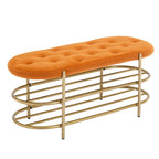 Banquette de salon SEYNAR 40 en velours avec double étagère à chaussures