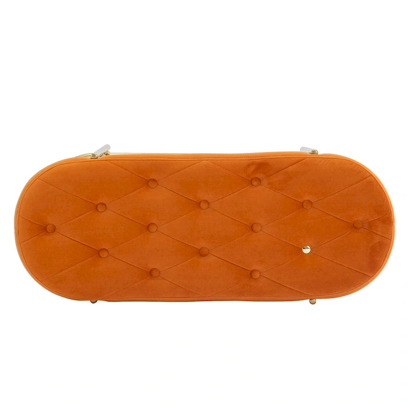 Banquette de salon SEYNAR 40 en velours avec double étagère à chaussures