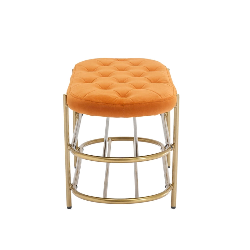 Banquette de salon SEYNAR 40 en velours avec double étagère à chaussures