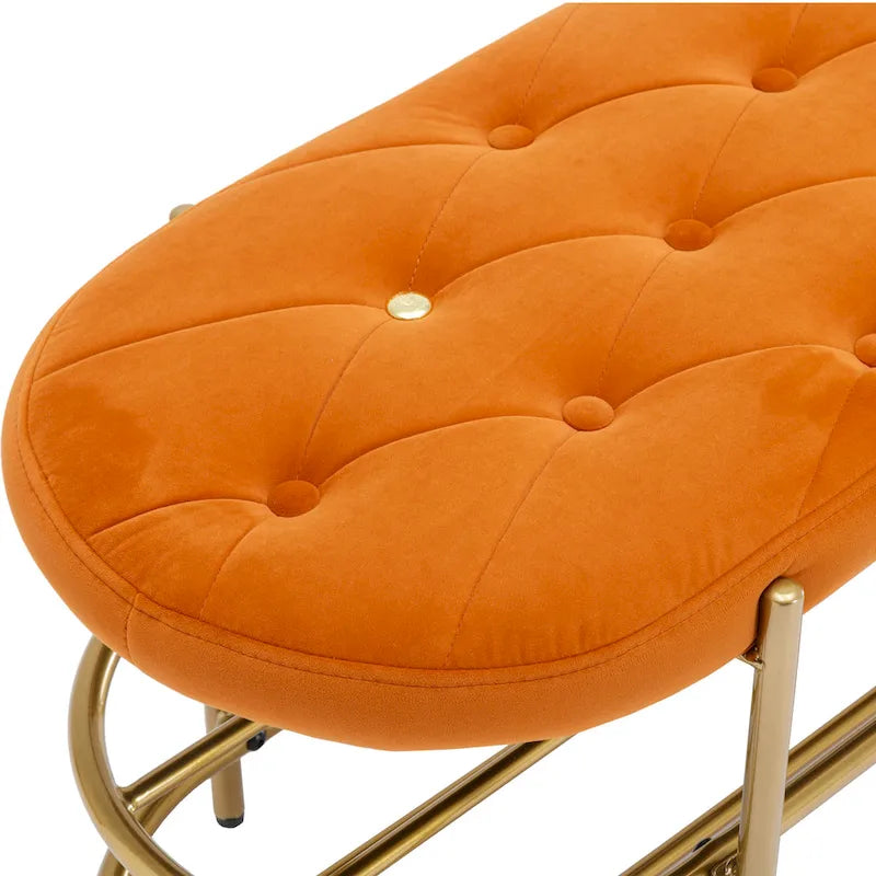 Banquette de salon SEYNAR 40 en velours avec double étagère à chaussures