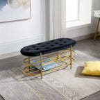 Banquette de salon SEYNAR 40 en velours avec double étagère à chaussures