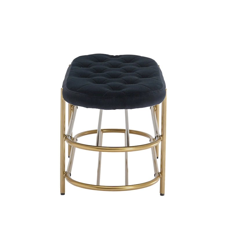 Banquette de salon SEYNAR 40 en velours avec double étagère à chaussures
