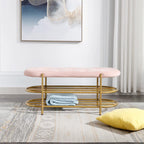 Banquette de salon SEYNAR 40 en velours avec double étagère à chaussures