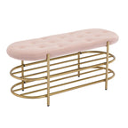Banquette de salon SEYNAR 40 en velours avec double étagère à chaussures