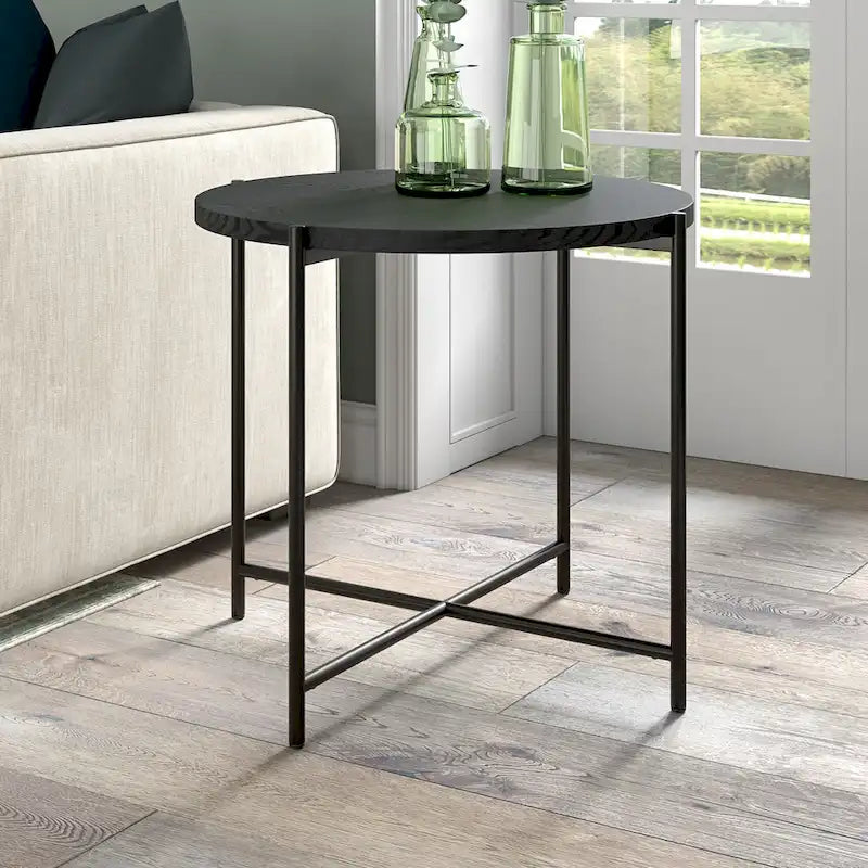 Table d'appoint ronde Loretta de 60 cm de large avec plateau en MDF