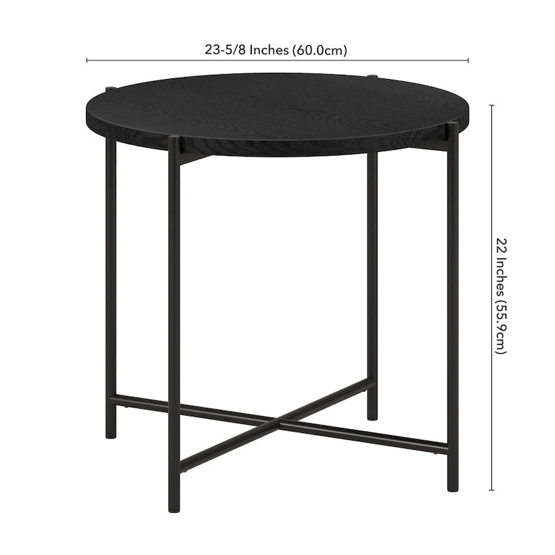 Table d'appoint ronde Loretta de 60 cm de large avec plateau en MDF