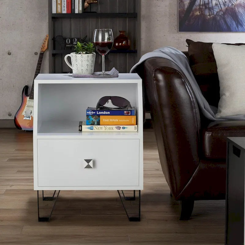 Table d'appoint contemporaine Kara de 40,6 cm (16 pouces) à une étagère par Furniture of America
