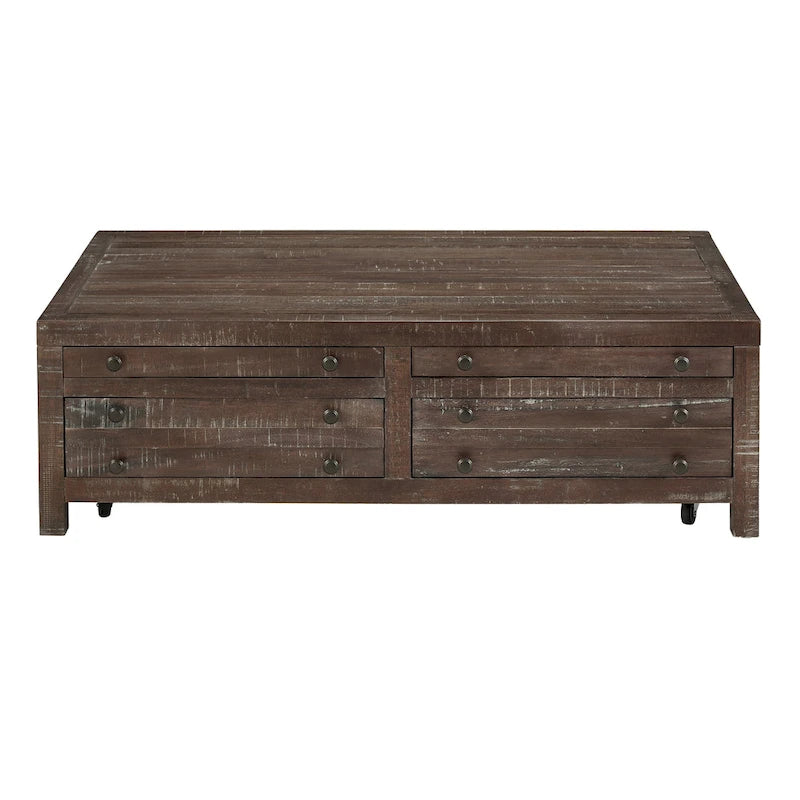 Table basse Townsend en bois massif à roulettes, couleur Java