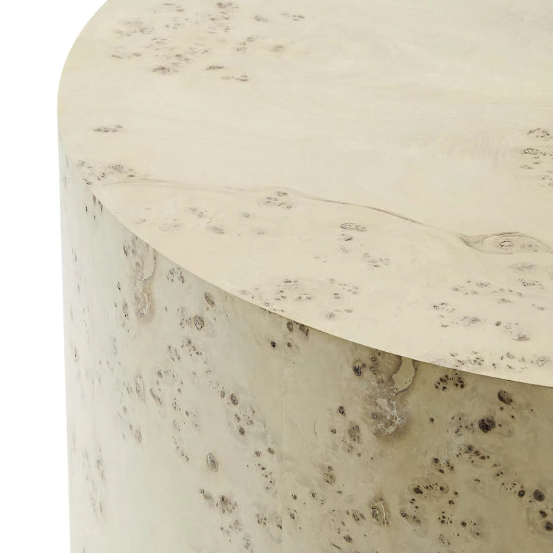 Table basse ronde Penrod en loupe de bois style Mid-Century