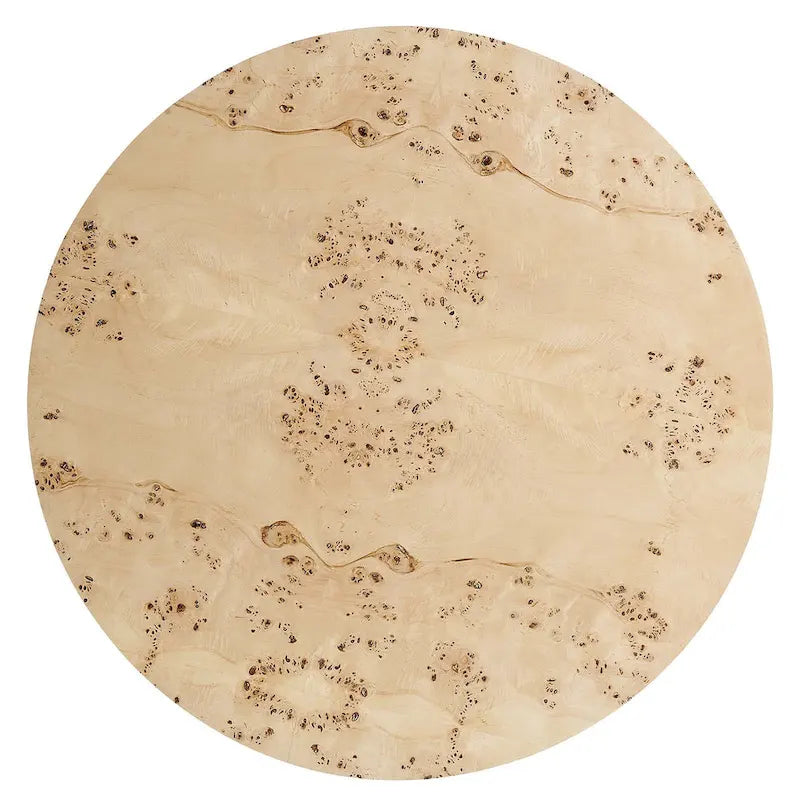 Table basse ronde Penrod en loupe de bois style Mid-Century
