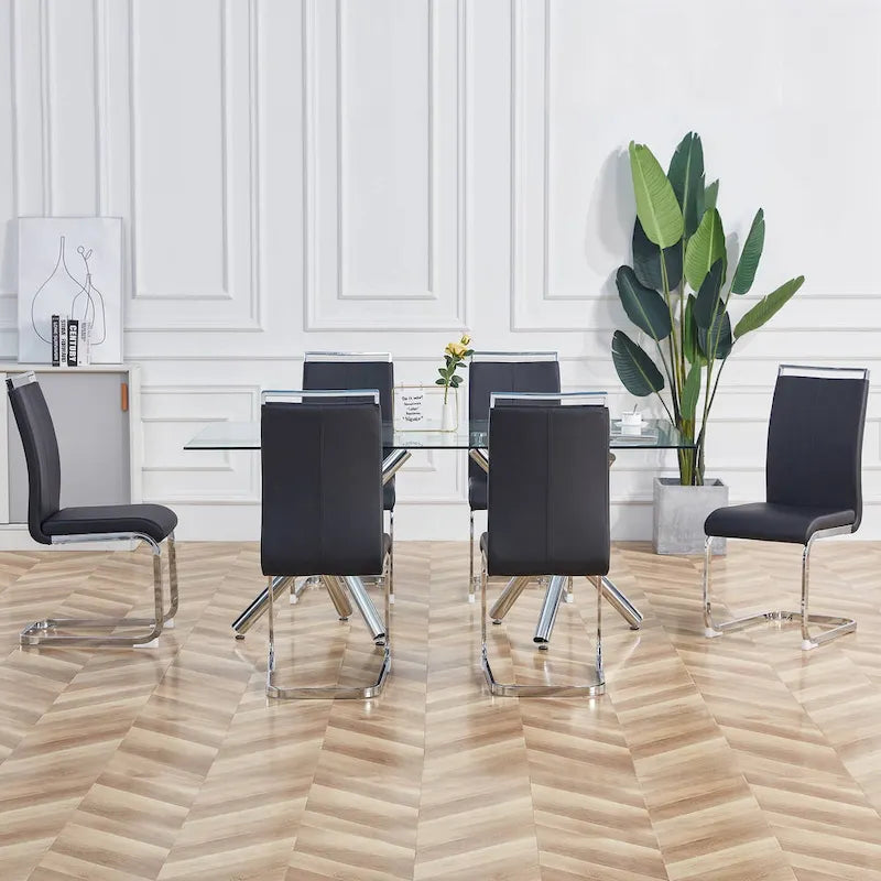 Ensemble de 4 chaises de salle à manger modernes en similicuir PU