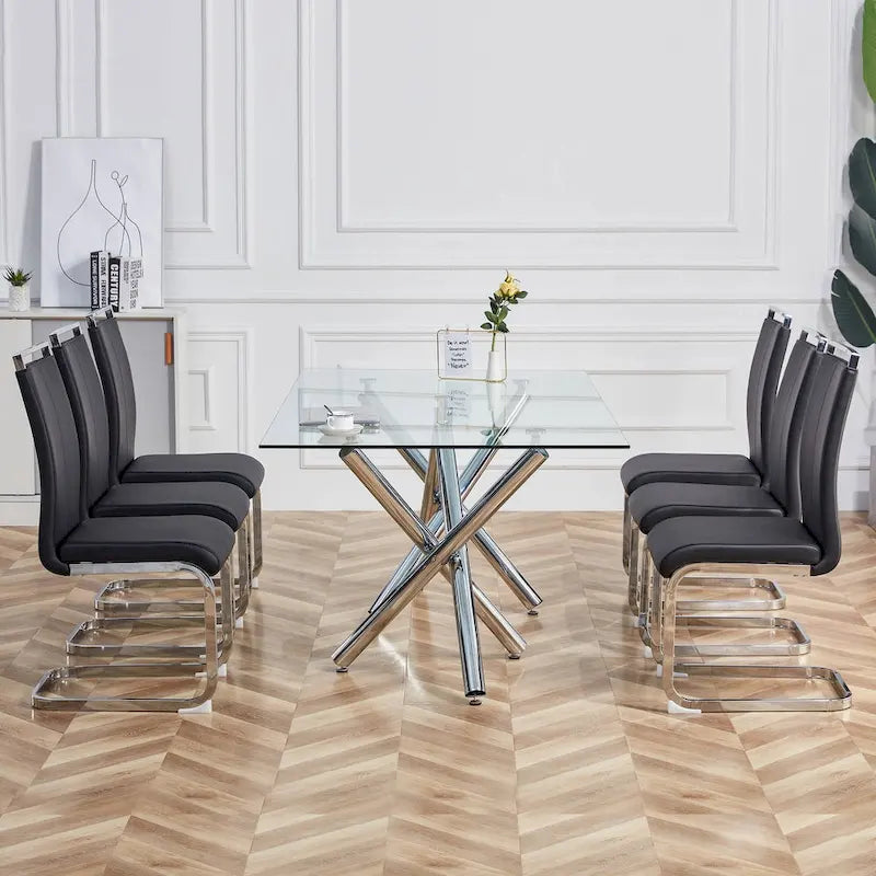 Ensemble de 4 chaises de salle à manger modernes en similicuir PU