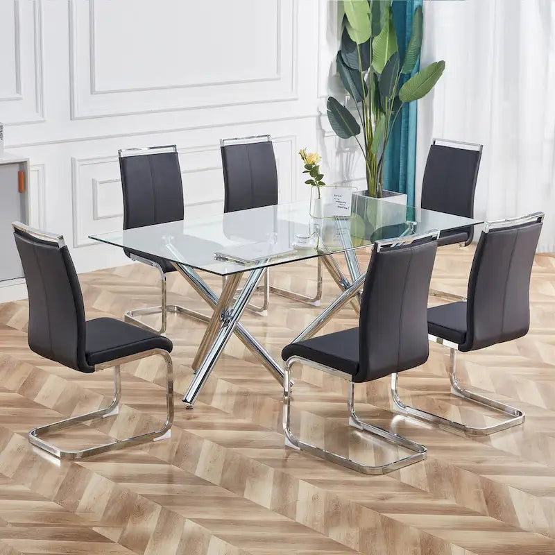 Ensemble de 4 chaises de salle à manger modernes en similicuir PU
