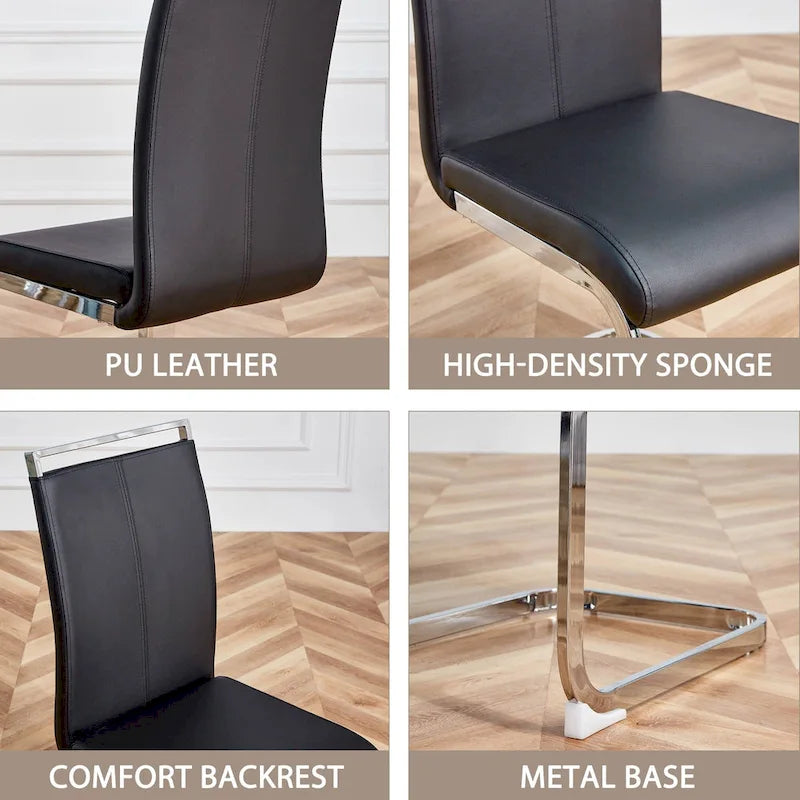 Ensemble de 4 chaises de salle à manger modernes en similicuir PU
