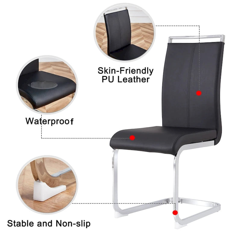 Ensemble de 4 chaises de salle à manger modernes en similicuir PU