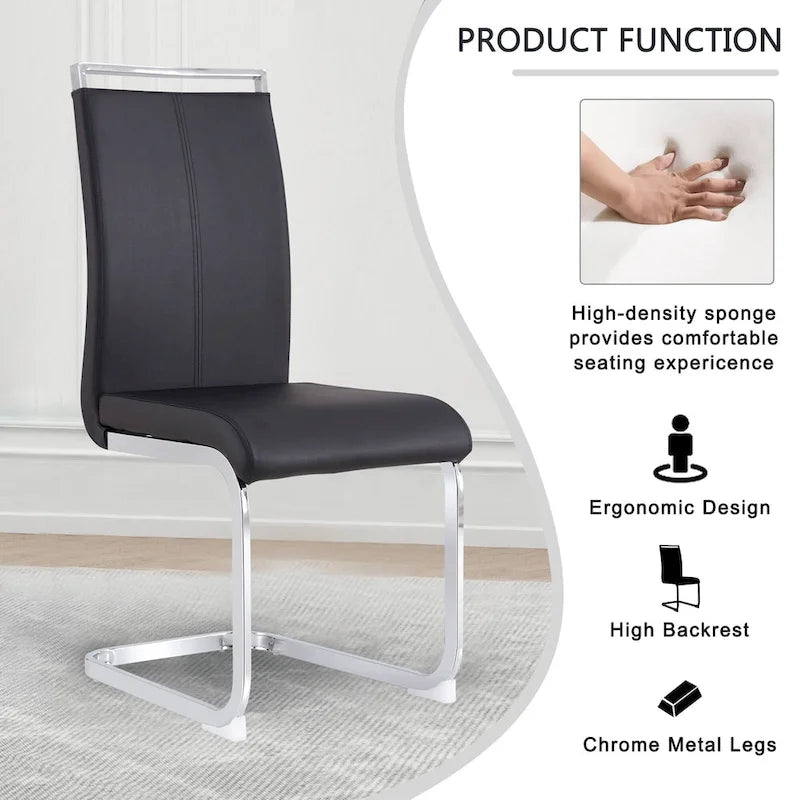 Ensemble de 4 chaises de salle à manger modernes en similicuir PU