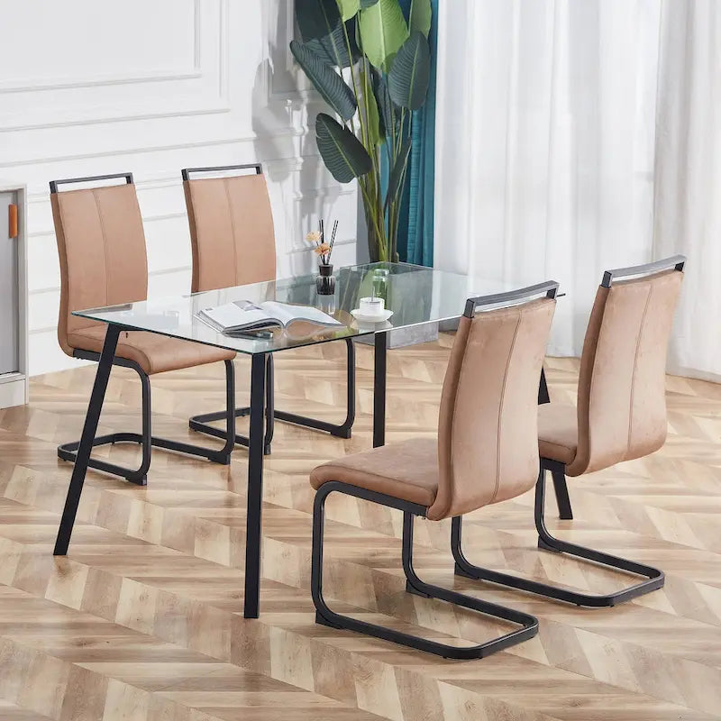 Ensemble de 4 chaises de salle à manger modernes en similicuir PU
