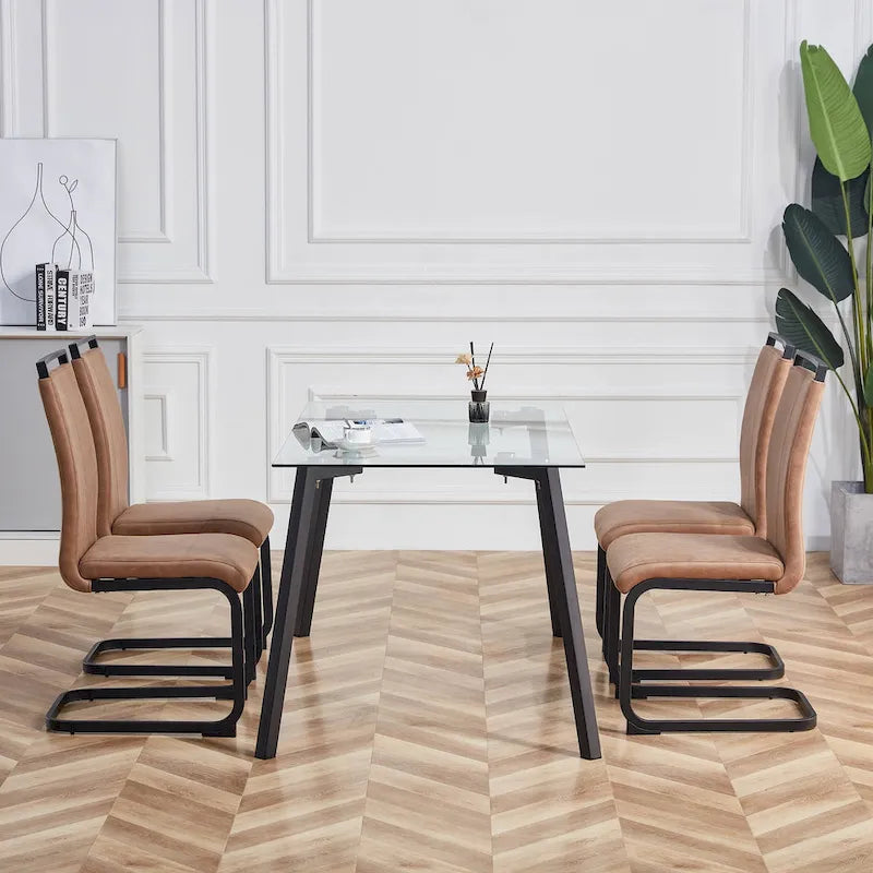 Ensemble de 4 chaises de salle à manger modernes en similicuir PU
