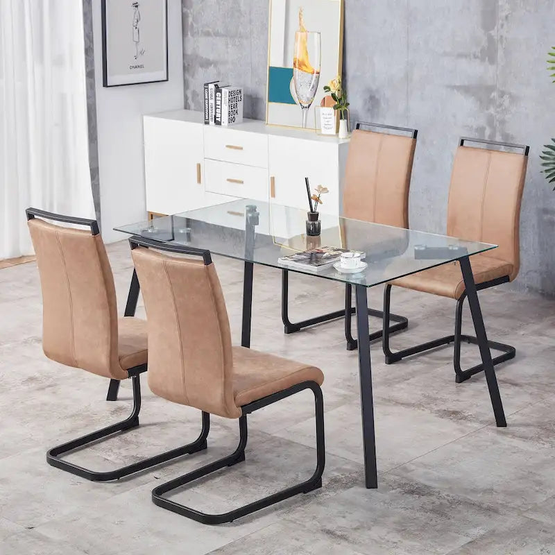 Ensemble de 4 chaises de salle à manger modernes en similicuir PU