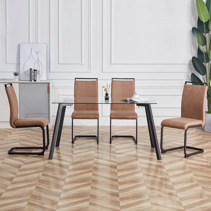 Ensemble de 4 chaises de salle à manger modernes en similicuir PU