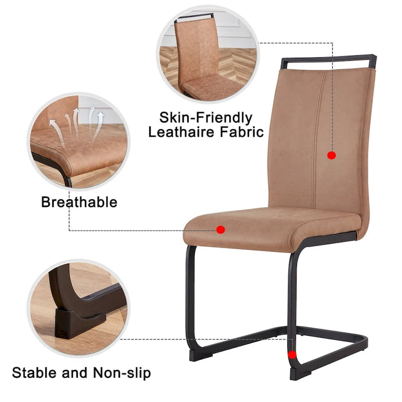 Ensemble de 4 chaises de salle à manger modernes en similicuir PU