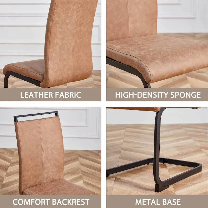 Ensemble de 4 chaises de salle à manger modernes en similicuir PU