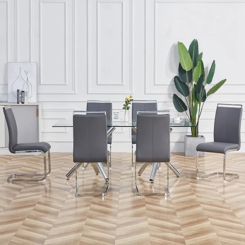 Ensemble de 4 chaises de salle à manger modernes en similicuir PU