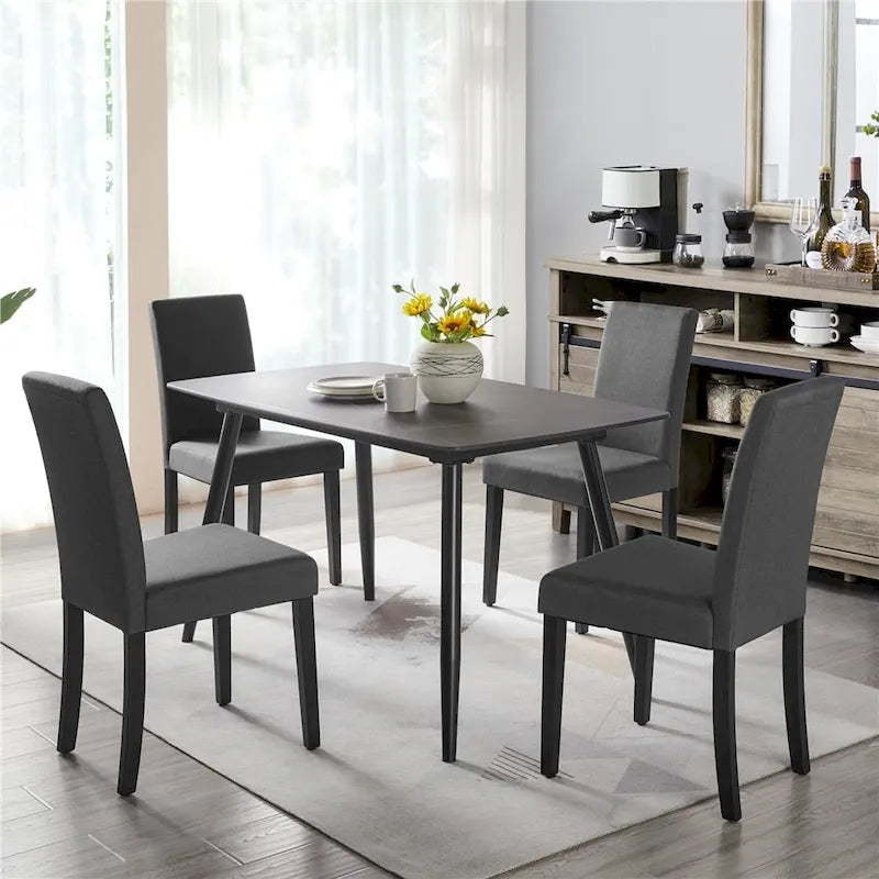 Ensemble de 4 chaises de salle à manger Yaheetech en tissu rembourré avec pieds en bois massif - Non disponible