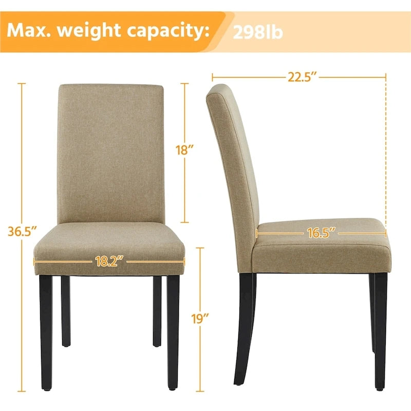 Ensemble de 4 chaises de salle à manger Yaheetech en tissu rembourré avec pieds en bois massif - Non disponible