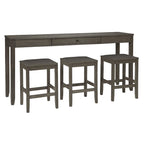 Ensemble de 4 tables hautes rectangulaires Caitbrook pour salle à manger, grises