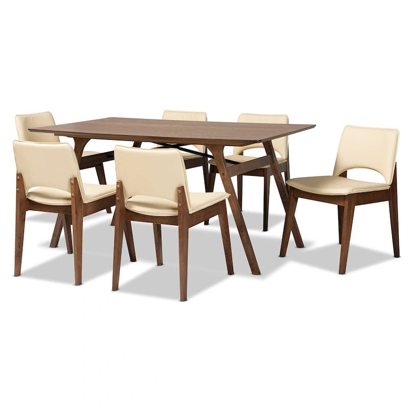 Ensemble de salle à manger 7 pièces Afton style moderne du milieu du siècle