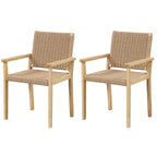 Lot de 2 ou 4 tabourets de salle à manger 18 pouces sans dossier avec structure en bois et assise en papier tissé