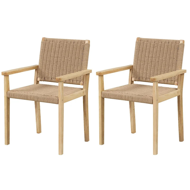 Lot de 2 ou 4 tabourets de salle à manger 18 pouces sans dossier avec structure en bois et assise en papier tissé