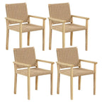 Lot de 2 ou 4 tabourets de salle à manger 18 pouces sans dossier avec structure en bois et assise en papier tissé
